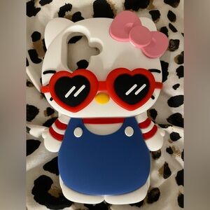 Hello Kitty Phone Case with Red Heart Glasses
